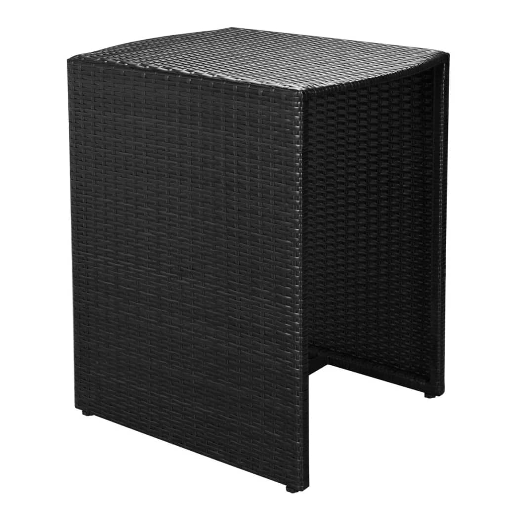 Set da Bistrot 3 pz con Cuscini in Polyrattan Nero