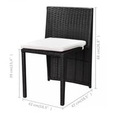 Set da Bistrot 3 pz con Cuscini in Polyrattan Nero