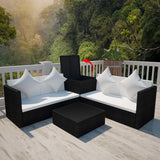 Set Divani da Giardino 4 pz con Cuscini in Polyrattan Nero