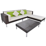 Set Divani da Giardino 4 pz con Cuscini in Polyrattan Marrone