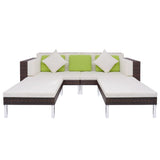 Set Divani da Giardino 4 pz con Cuscini in Polyrattan Marrone