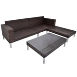 Set Divani da Giardino 4 pz con Cuscini in Polyrattan Marrone