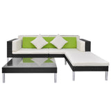 Set Divani da Giardino 4 pz con Cuscini in Polyrattan Nero