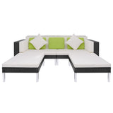 Set Divani da Giardino 4 pz con Cuscini in Polyrattan Nero