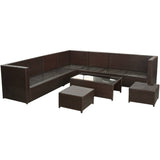 Set Divani da Giardino 8 pz con Cuscini in Polyrattan Marrone