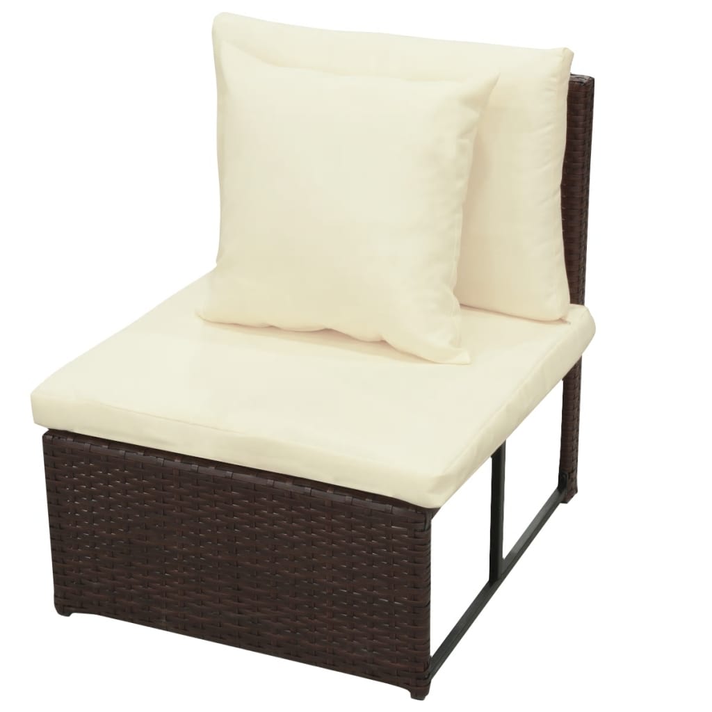 Set Divani da Giardino 8 pz con Cuscini in Polyrattan Marrone