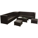 Set Divani da Giardino 8 pz con Cuscini in Polyrattan Marrone