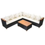 Set Divani da Giardino 5 pz con Cuscini in Polyrattan Nero