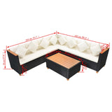 Set Divani da Giardino 5 pz con Cuscini in Polyrattan Nero