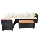 Set Divani da Giardino 4 pz con Cuscini in Polyrattan Nero