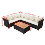 Set Divani da Giardino 4 pz con Cuscini in Polyrattan Nero