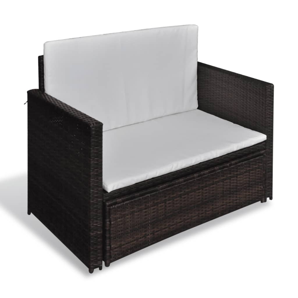 Divano da Giardino in Polyrattan Marrone