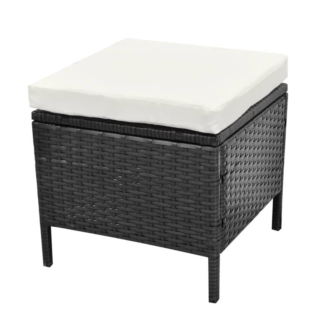 Set Divani da Giardino 4 pz con Cuscini in Polyrattan Nero