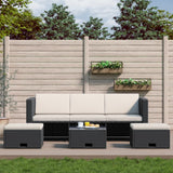 Set Divani da Giardino 4 pz con Cuscini in Polyrattan Nero