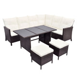 Set Divani da Giardino 4 pz con Cuscini in Polyrattan Marrone