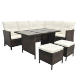 Set Divani da Giardino 4 pz con Cuscini in Polyrattan Marrone