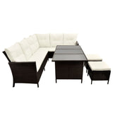 Set Divani da Giardino 4 pz con Cuscini in Polyrattan Marrone