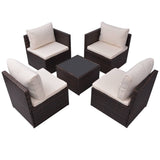 Set Divani da Giardino 5 pz con Cuscini in Polyrattan Marrone