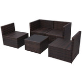 Set Divani da Giardino 5 pz con Cuscini in Polyrattan Marrone