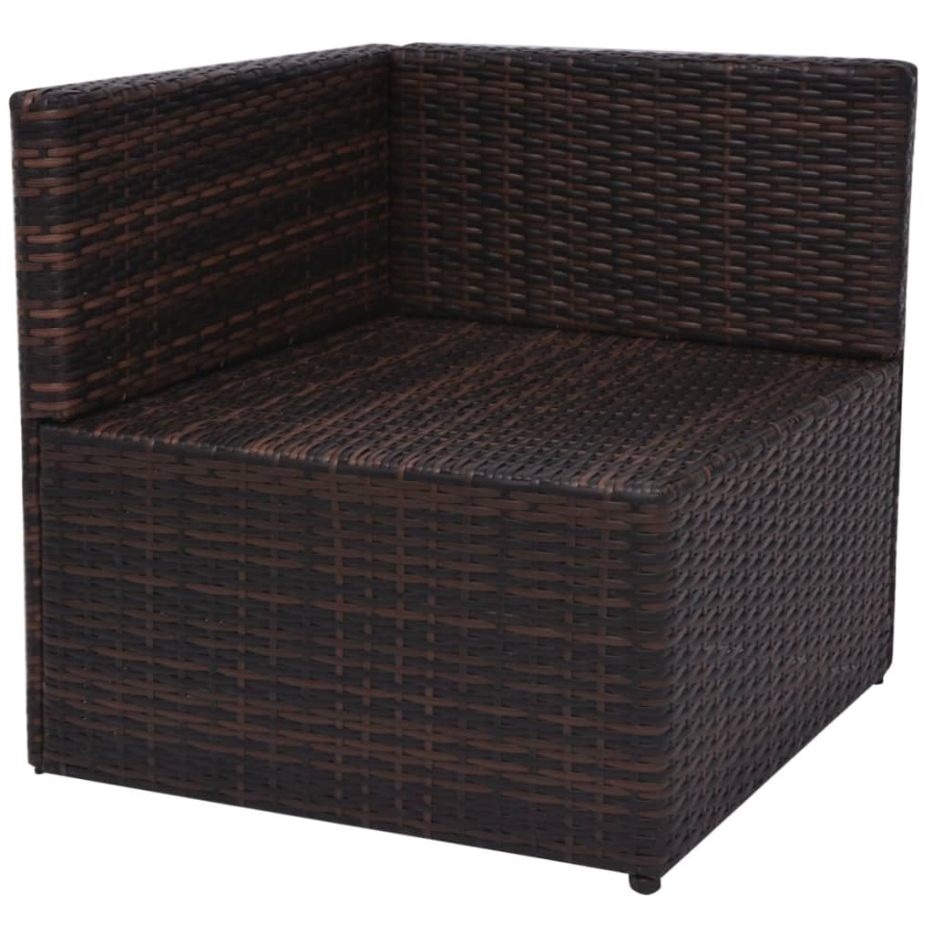 Set Divani da Giardino 5 pz con Cuscini in Polyrattan Marrone