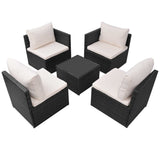 Set Divani da Giardino 5 pz con Cuscini in Polyrattan Nero