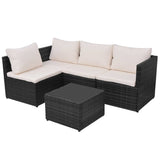 Set Divani da Giardino 5 pz con Cuscini in Polyrattan Nero