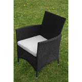 Set da Pranzo da Giardino 5 pz con Cuscini in Polyrattan Nero