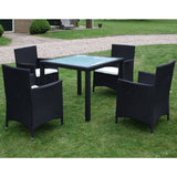 Set da Pranzo da Giardino 5 pz con Cuscini in Polyrattan Nero