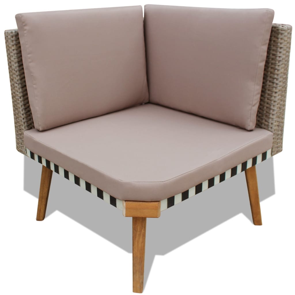 Set Divani da Giardino 4 pz con Cuscini in Polyrattan Grigio