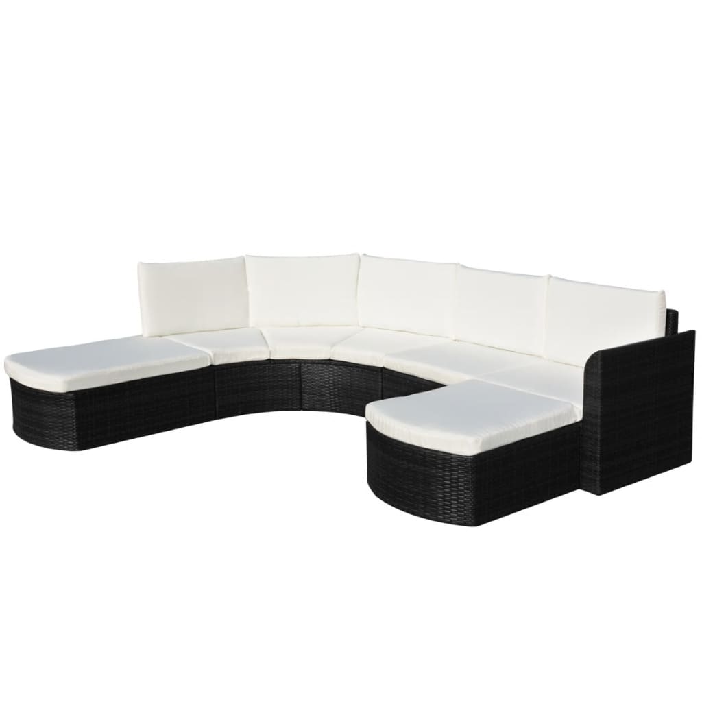 Set Divani da Giardino 4 pz con Cuscini in Polyrattan Nero