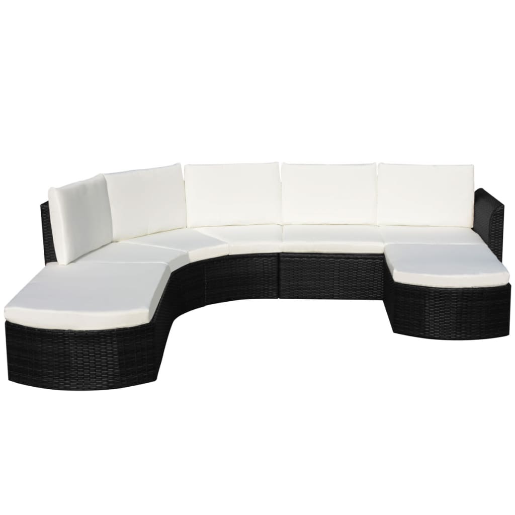 Set Divani da Giardino 4 pz con Cuscini in Polyrattan Nero