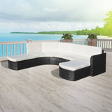 Set Divani da Giardino 4 pz con Cuscini in Polyrattan Nero