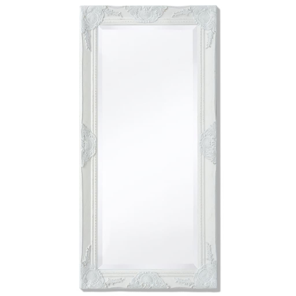 Specchio da Parete Stile Barocco 100x50 cm Bianco