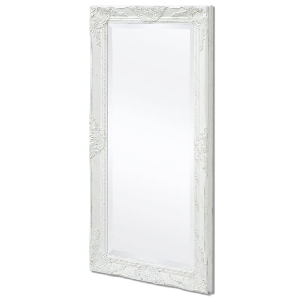 Specchio da Parete Stile Barocco 100x50 cm Bianco