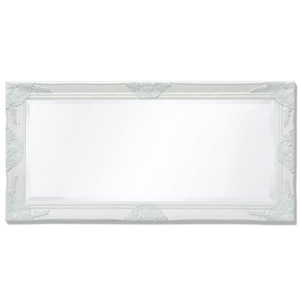 Specchio da Parete Stile Barocco 100x50 cm Bianco