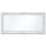 Specchio da Parete Stile Barocco 100x50 cm Bianco