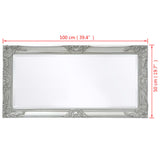 Specchio da Parete Stile Barocco 100x50 cm Argento