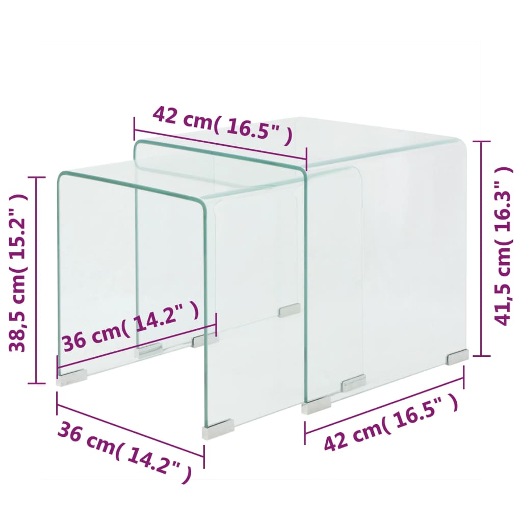 Set da Tavolo ad Incastro a 2 pz in Vetro Temprato Trasparente