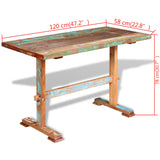 Tavolo Pranzo Piedistallo Legno Massello Recupero 120x58x78 cm