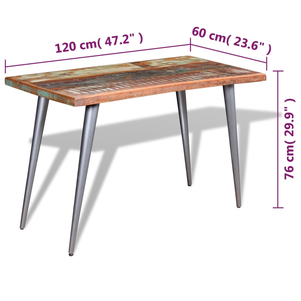 Tavolo da Pranzo in Legno Massello Anticato 120x60x76 cm