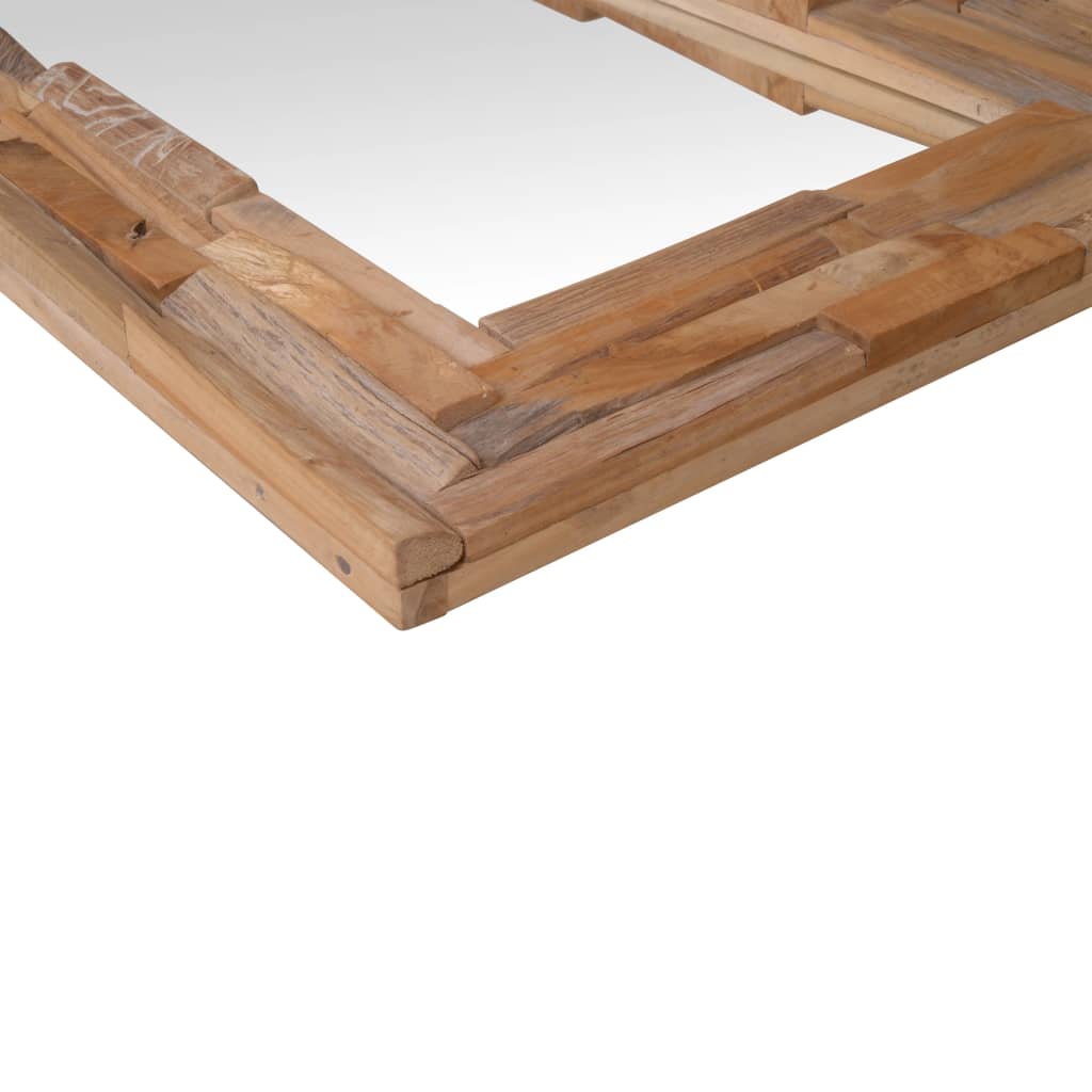 Specchio Decorativo in Legno di Teak 90x60 cm Rettangolare