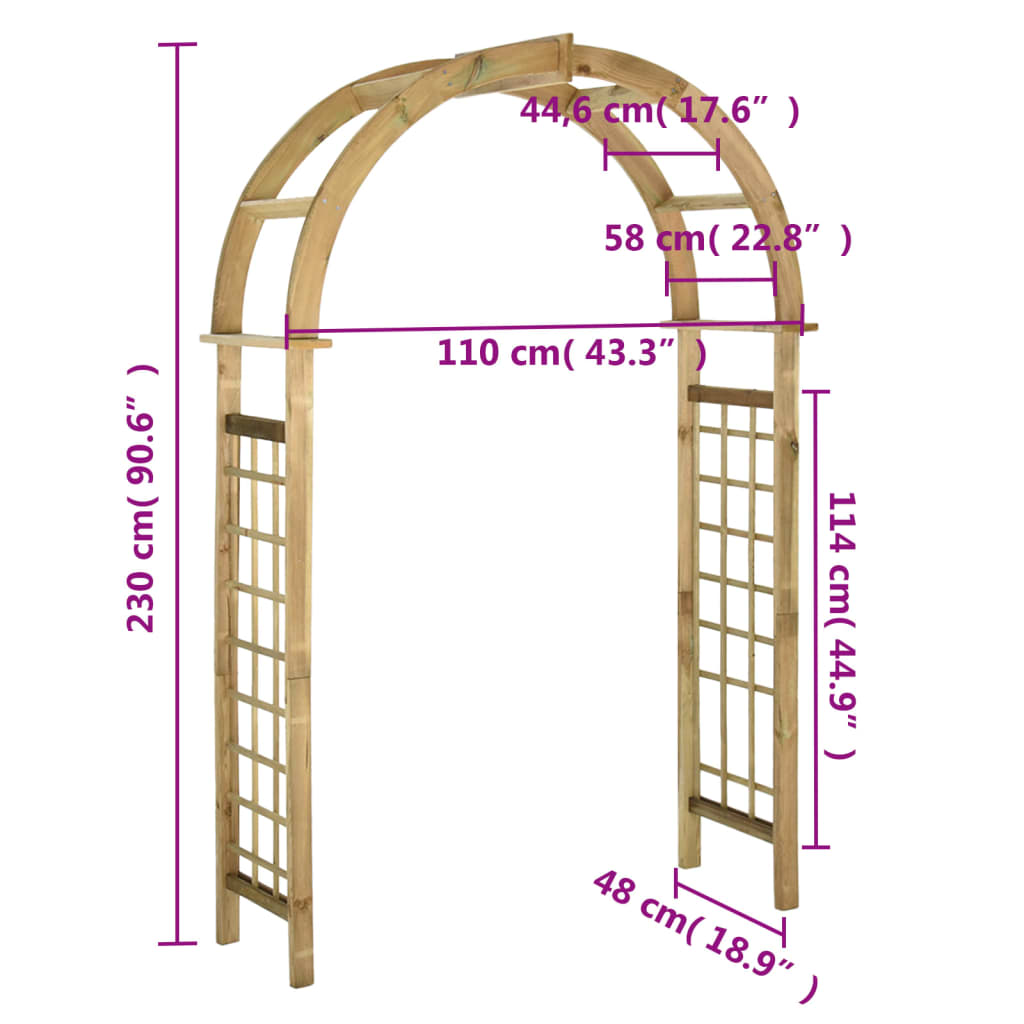 Arco a Traliccio in Legno di Pino Impregnato Verde