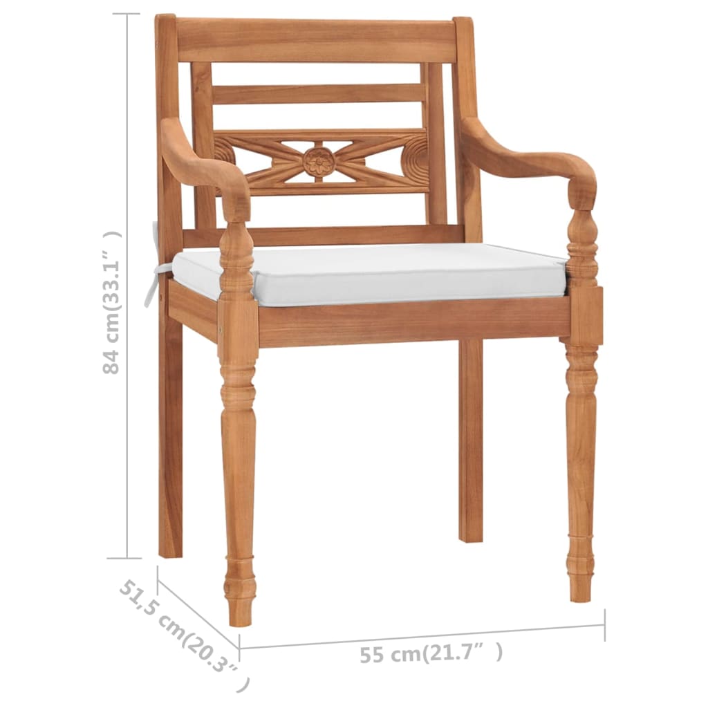 Sedie Batavia 2 pz con Cuscini in Legno Massello di Teak