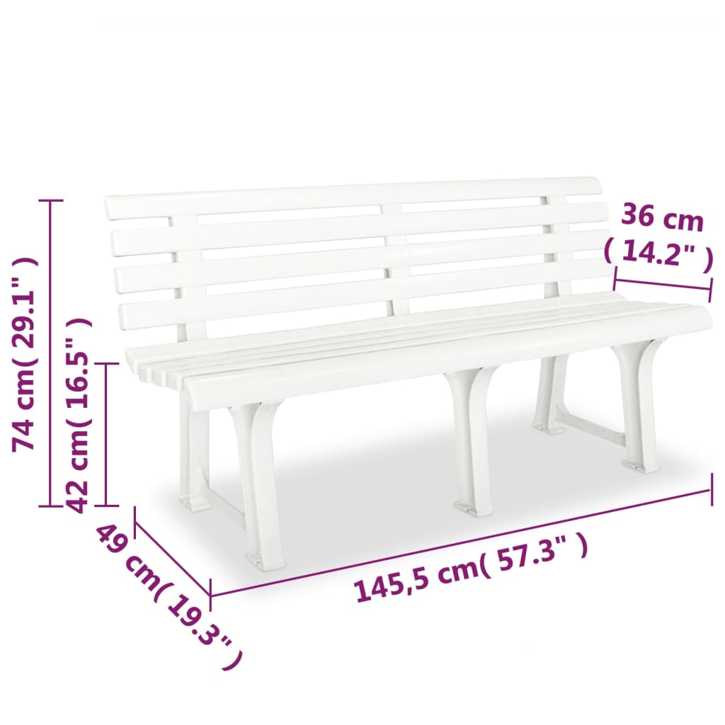 Panchina da Giardino 145,5 cm in Plastica Bianca