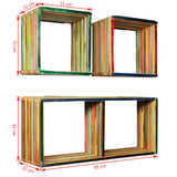 Set di Mensole 3 pz in Massello di Teak di Recupero Multicolore