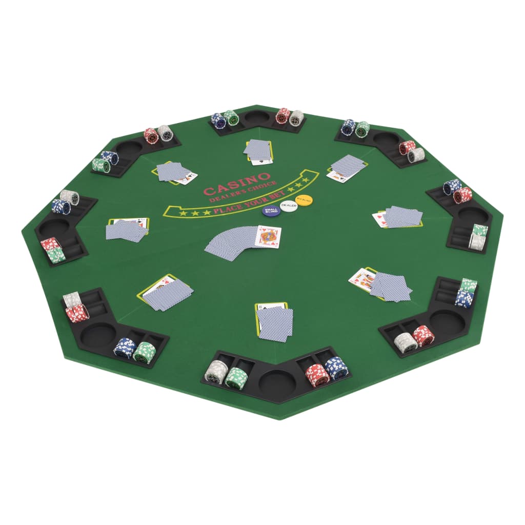 Tavolo da Poker Pieghevole in 4 8 Giocatori Ottagonale Verde