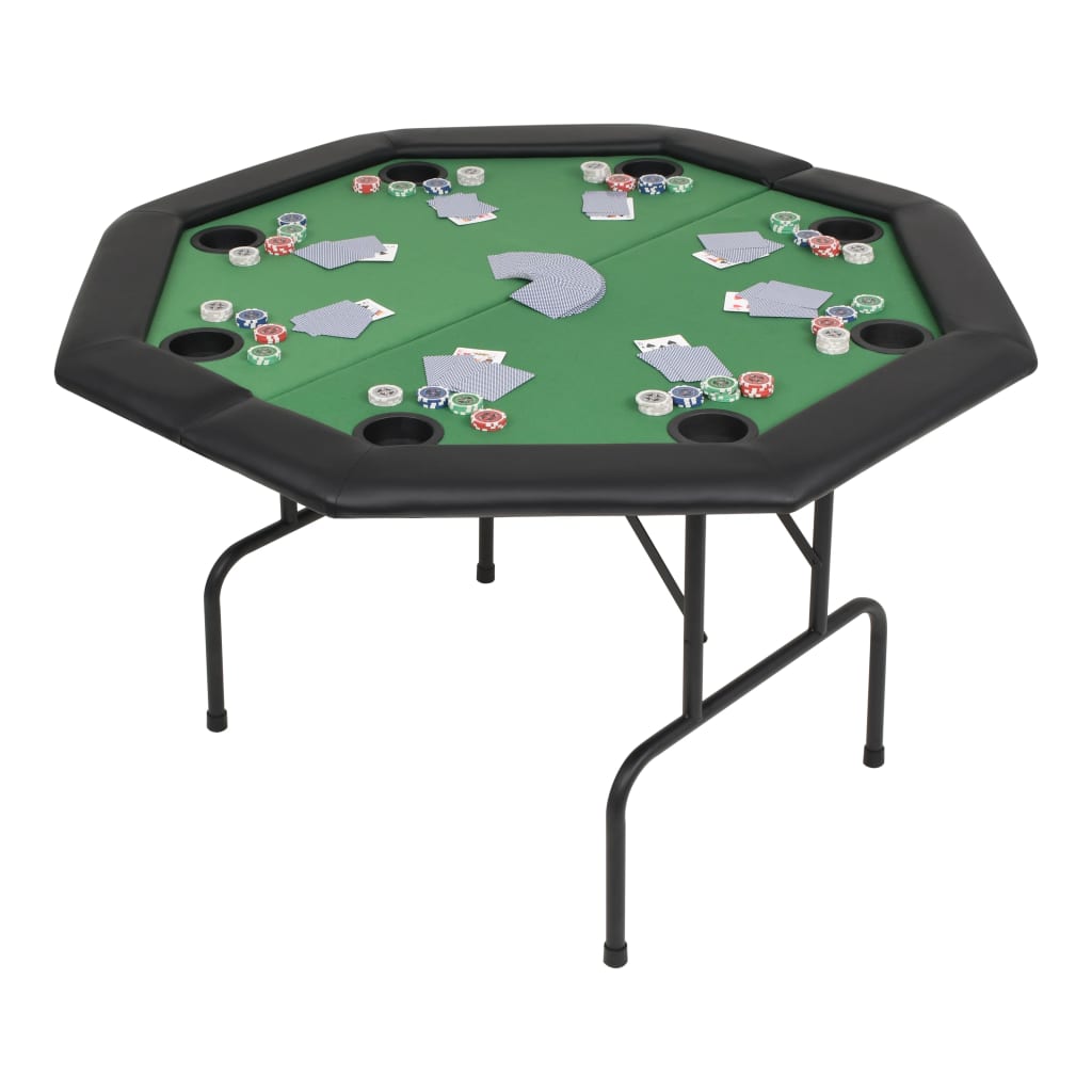 Tavolo da Poker Piegabile in 2 per 8 Giocatori Ottagonale Verde