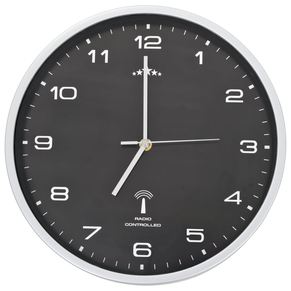 Orologio a Parete Radiocontrollato Movimento Quarzo 31 cm Nero