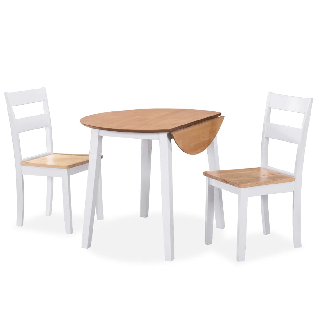 Set da Pranzo 3 pz in MDF e Legno di Hevea Bianco