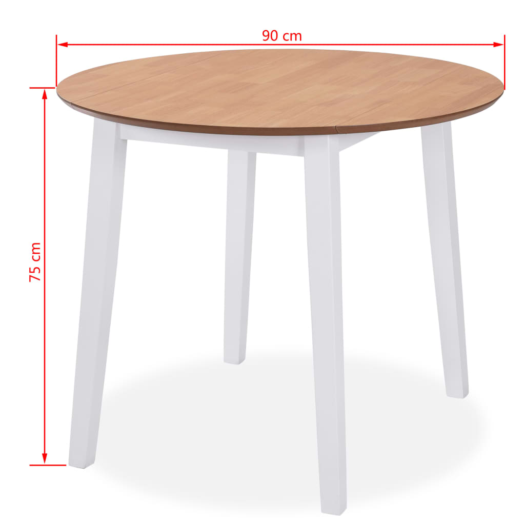 Set da Pranzo 3 pz in MDF e Legno di Hevea Bianco